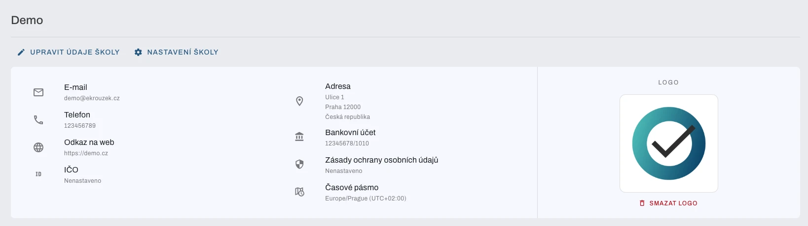 Nastavení vlastního loga školy